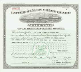 Captain Clyde L. Lovett, USCG Licence Issue 4